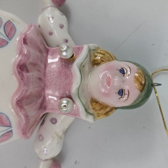 Schmid Doll Christmas Ornament Porcelain Vtg Signed Jumping Jack Ballerina Girl - Picture 8 of 12